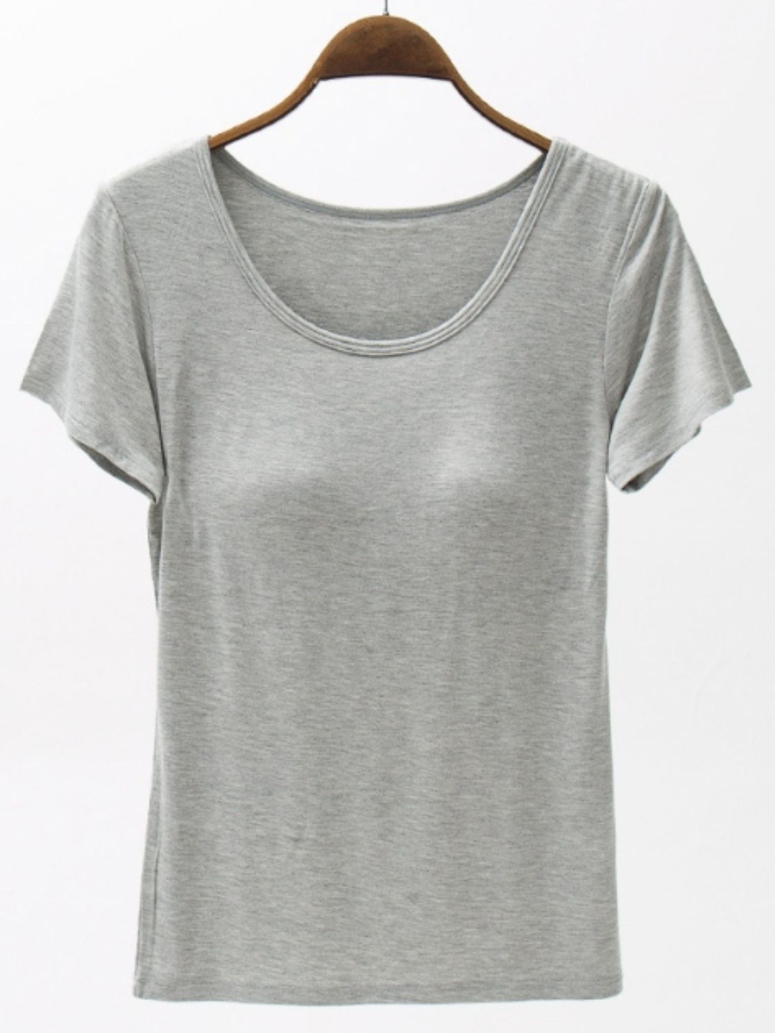 STUNNLY  Round Neck Modal T-Shirt with Bra   