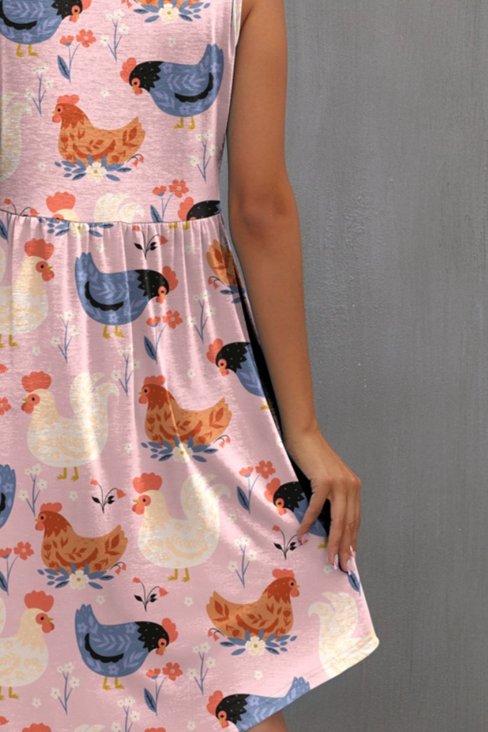 STUNNLY  Printed Round Neck Sleeveless Dress   