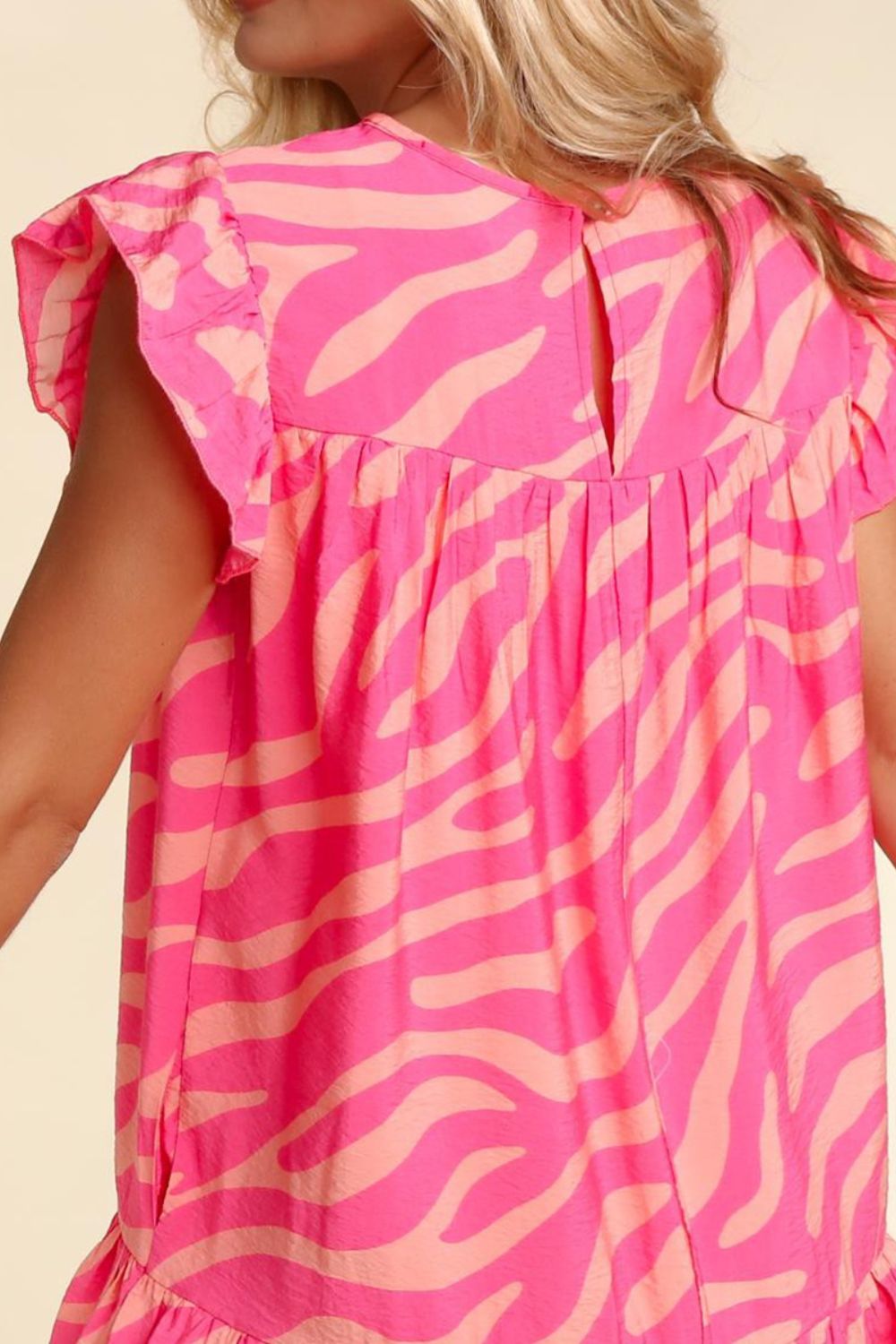 Ruffled Printed Cap Sleeve Mini Dress   