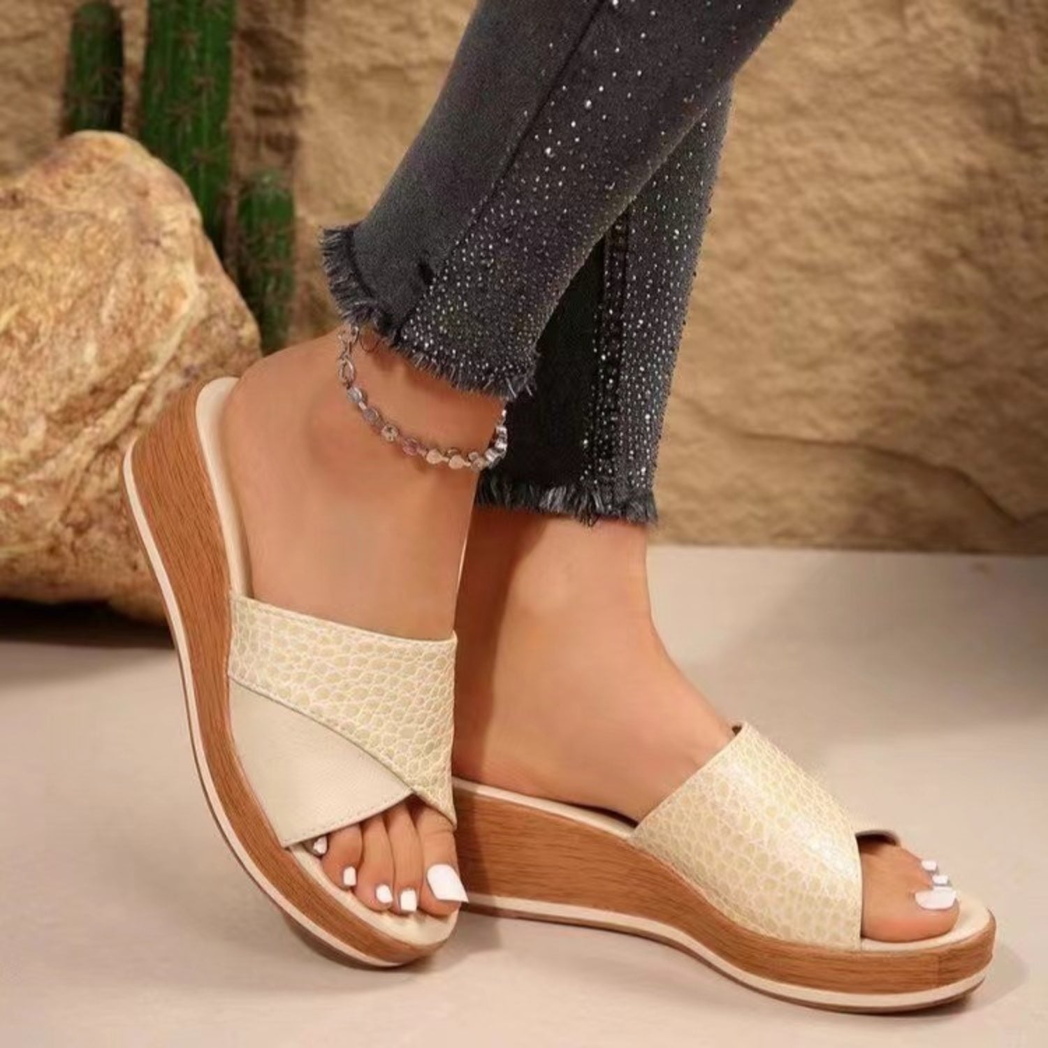 PU Leather Open Toe Sandals   