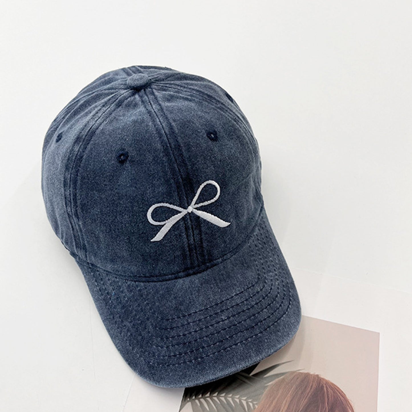 Bow Embroidered Adjustable Cap   