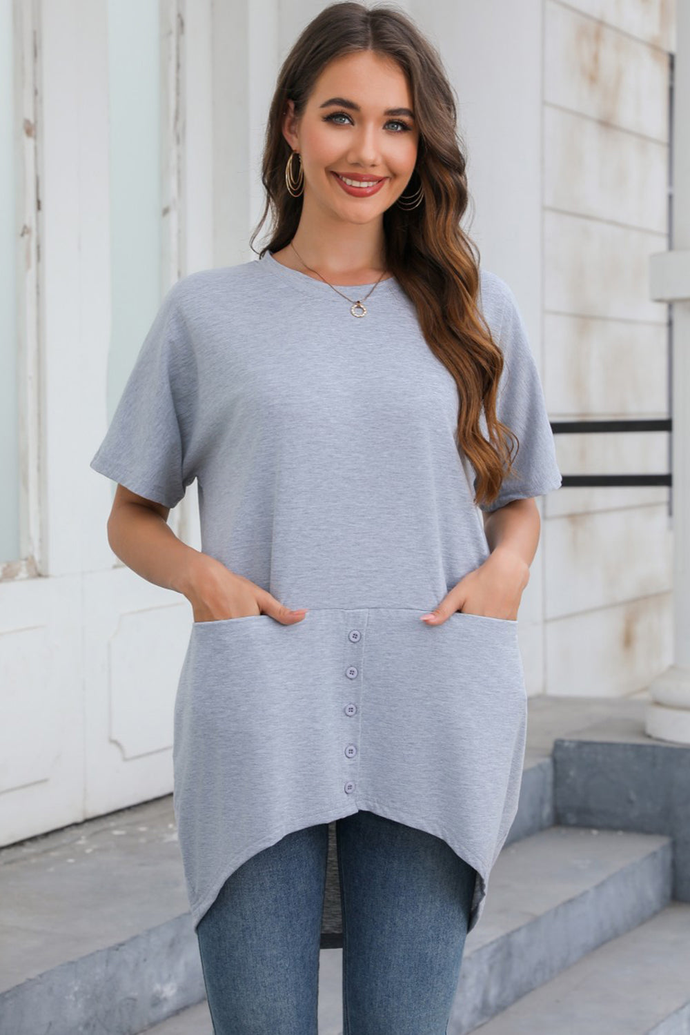 STUNNLY  Round Neck Short Sleeve T-Shirt   