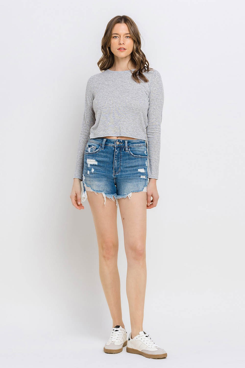 STUNNLY  Vervet by Flying Monkey Distressed Raw Hem Denim Shorts   