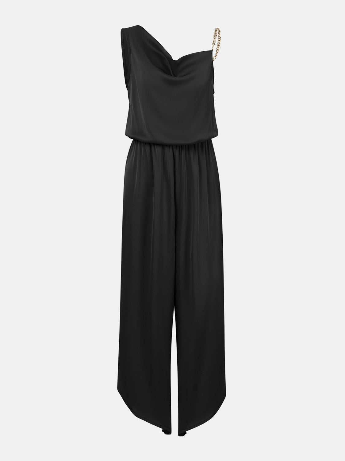 STUNNLY  Chain Detail Asymmetrical Neck Jumpsuit   