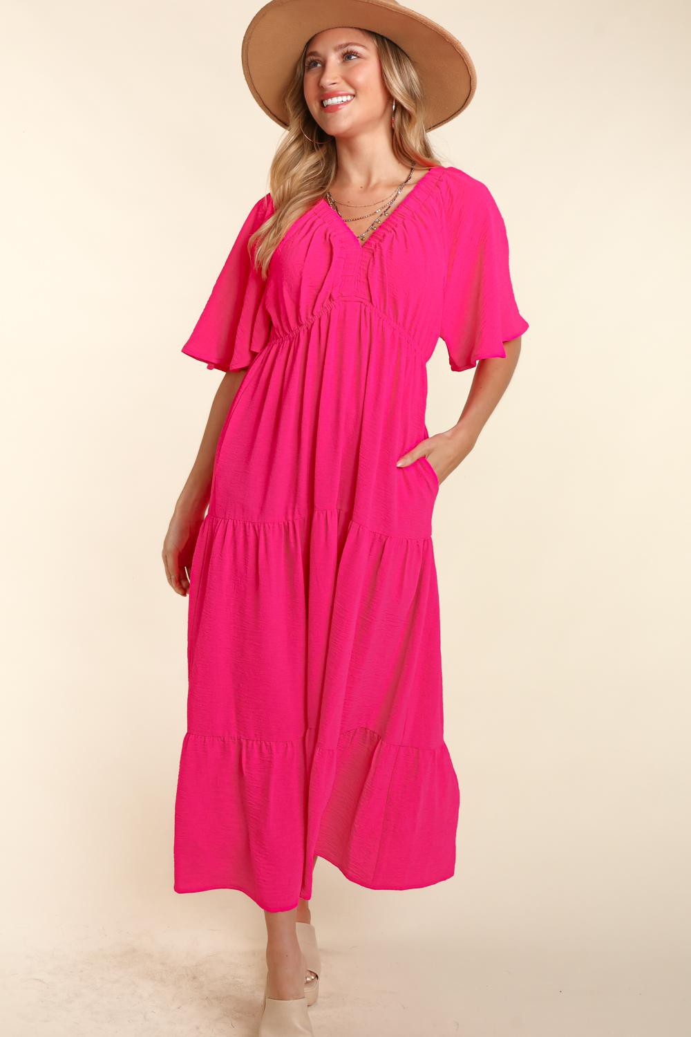 Haptics Tiered Babydoll Maxi Dress with Side Pocket   