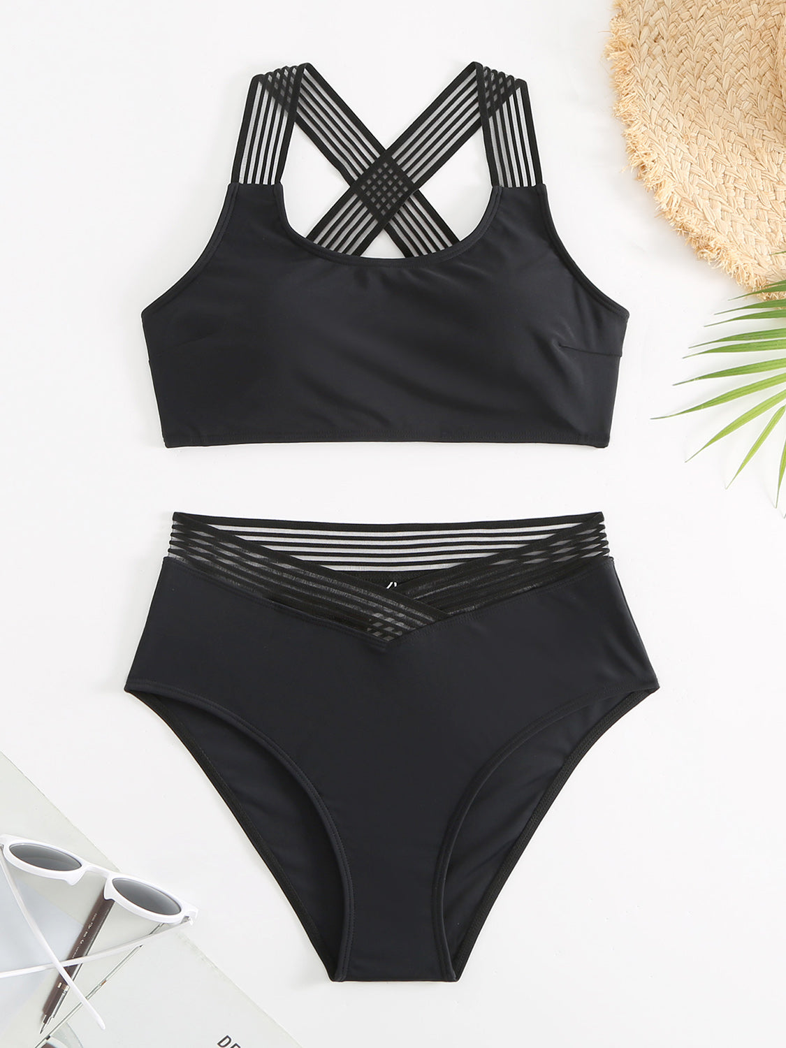 Crisscross Wide Strap Two-Piece Swim Set   