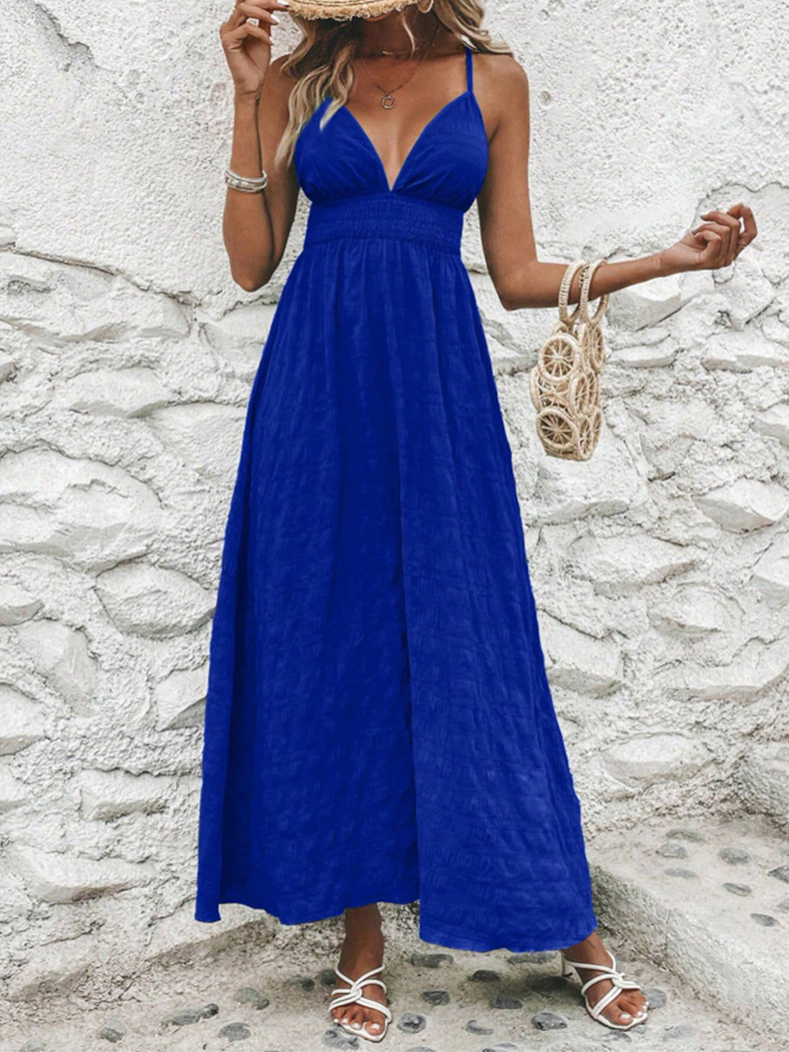 Crisscross V-Neck Maxi Cami Dress   