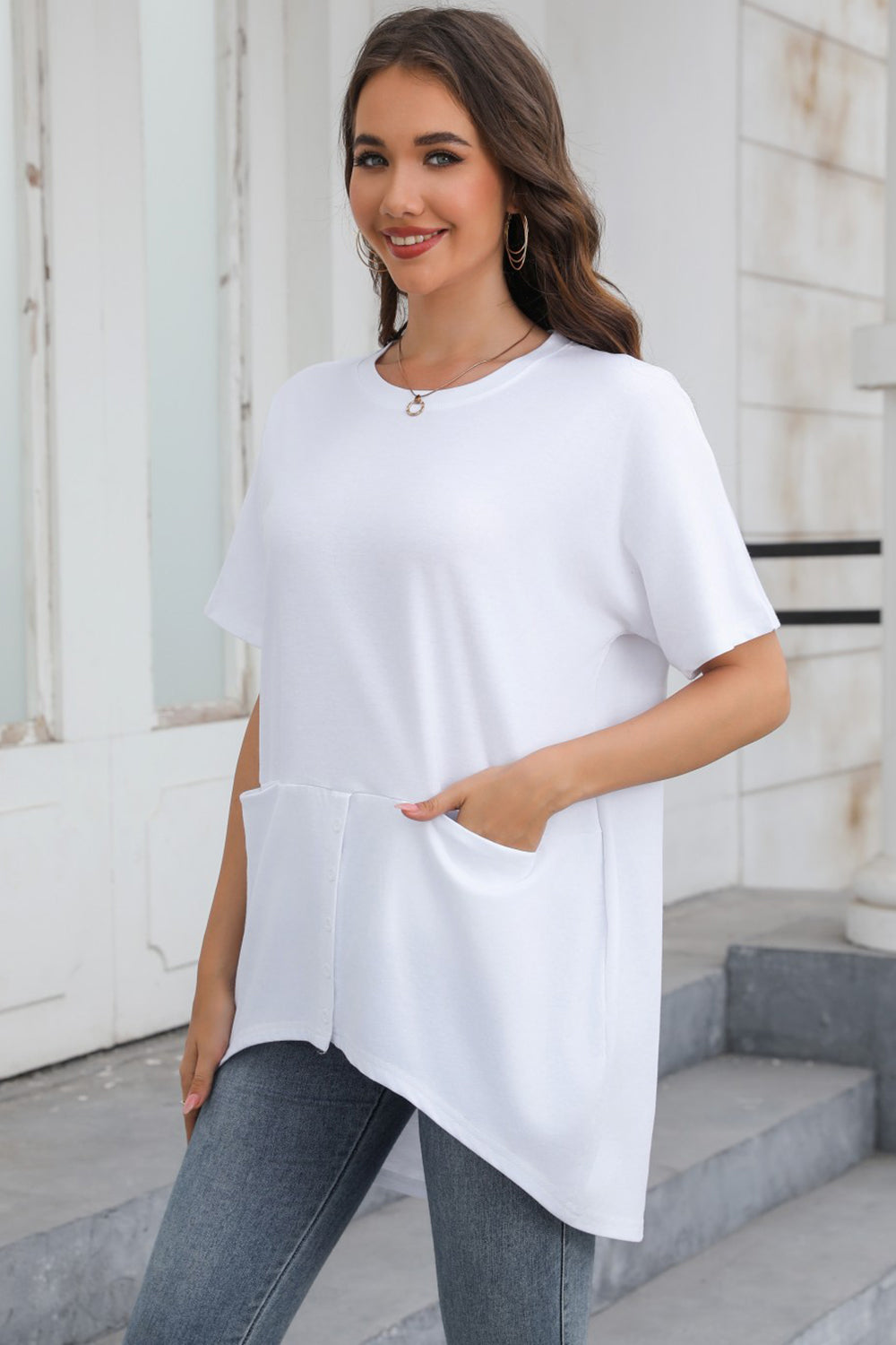 STUNNLY  Round Neck Short Sleeve T-Shirt   