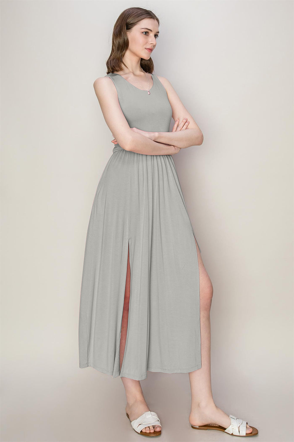 HYFVE Sleeveless Slit Midi Dress   