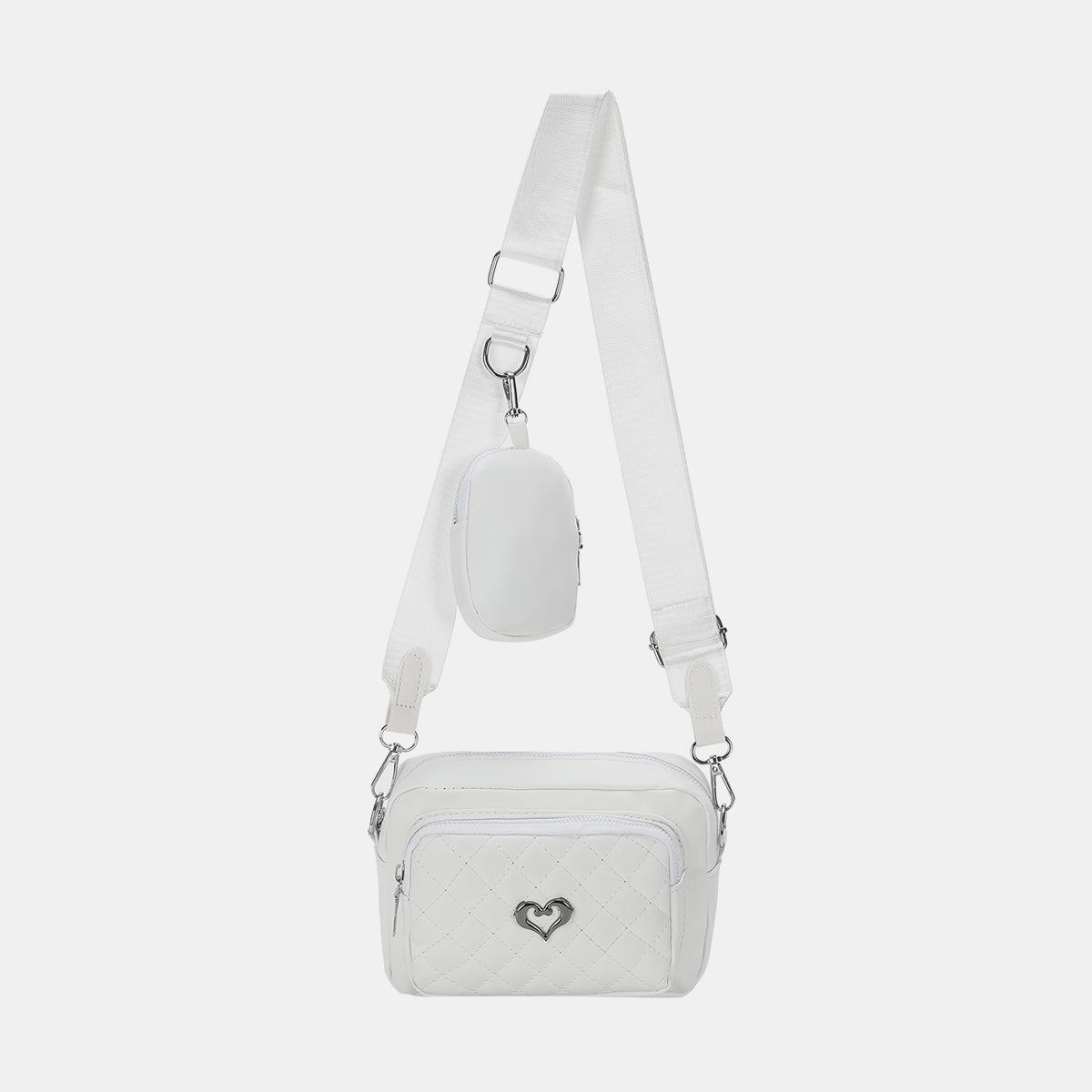 STUNNLY  PU Leather Adjustable Strap Crossbody Bag White One Size 