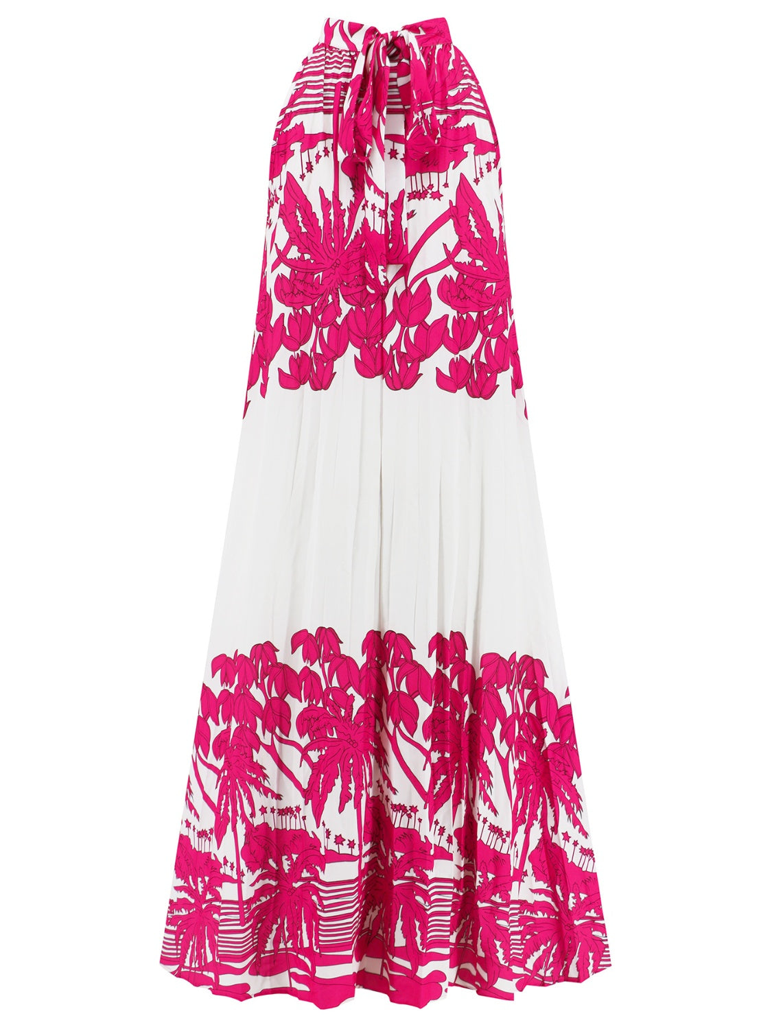 Tied Printed Sleeveless Midi Dress   