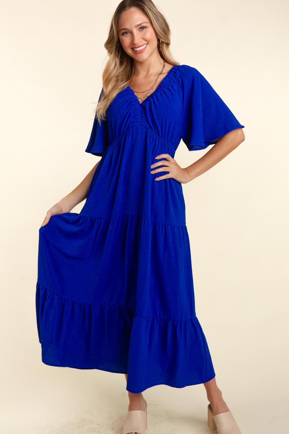 Haptics Tiered Babydoll Maxi Dress with Side Pocket   