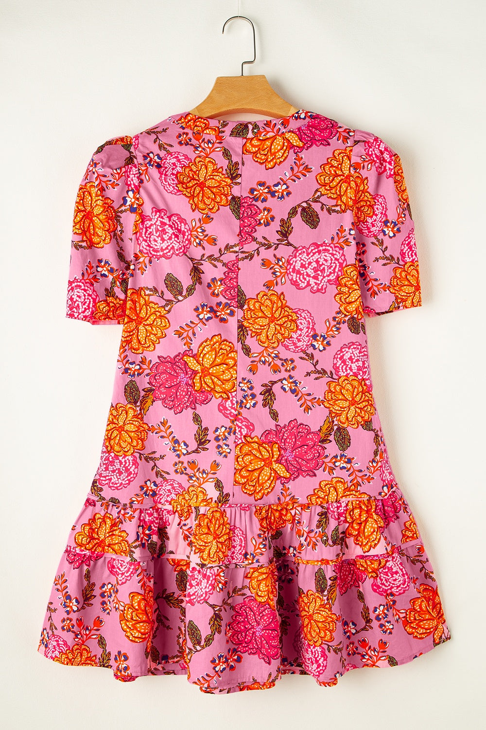 Ruffled Printed Short Sleeve Mini Dress   