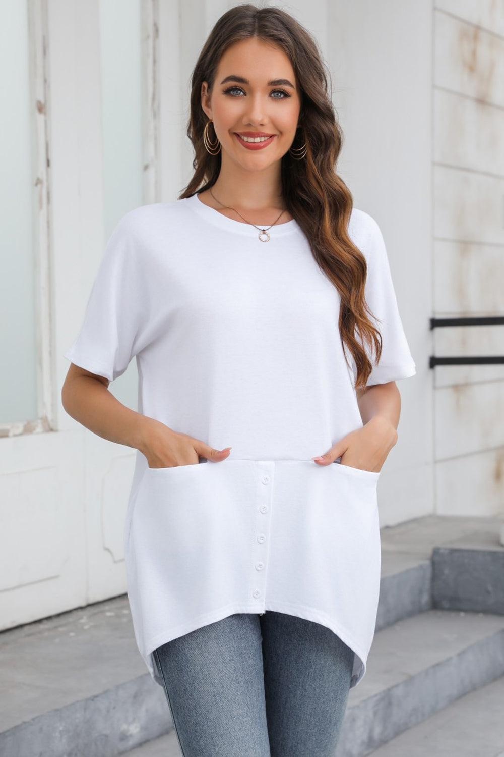 STUNNLY  Round Neck Short Sleeve T-Shirt   