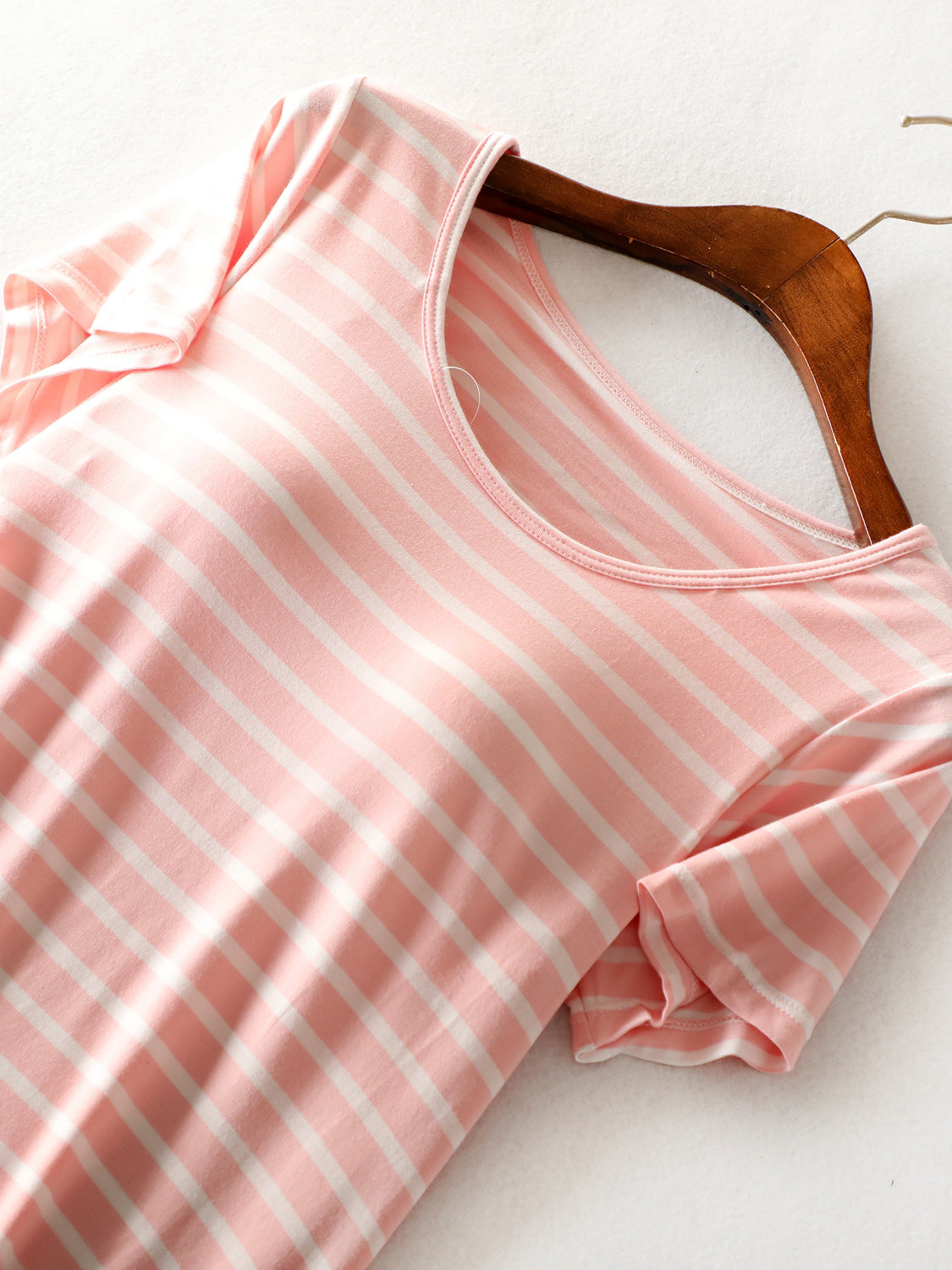 Striped Round Neck Short Sleeve Dress   