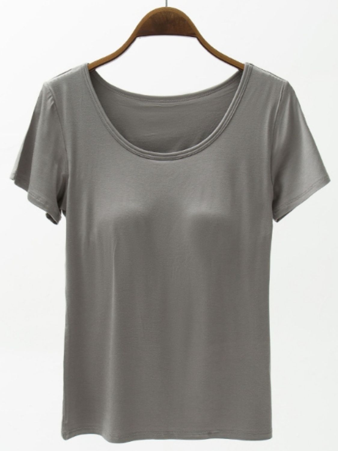 STUNNLY  Round Neck Modal T-Shirt with Bra   