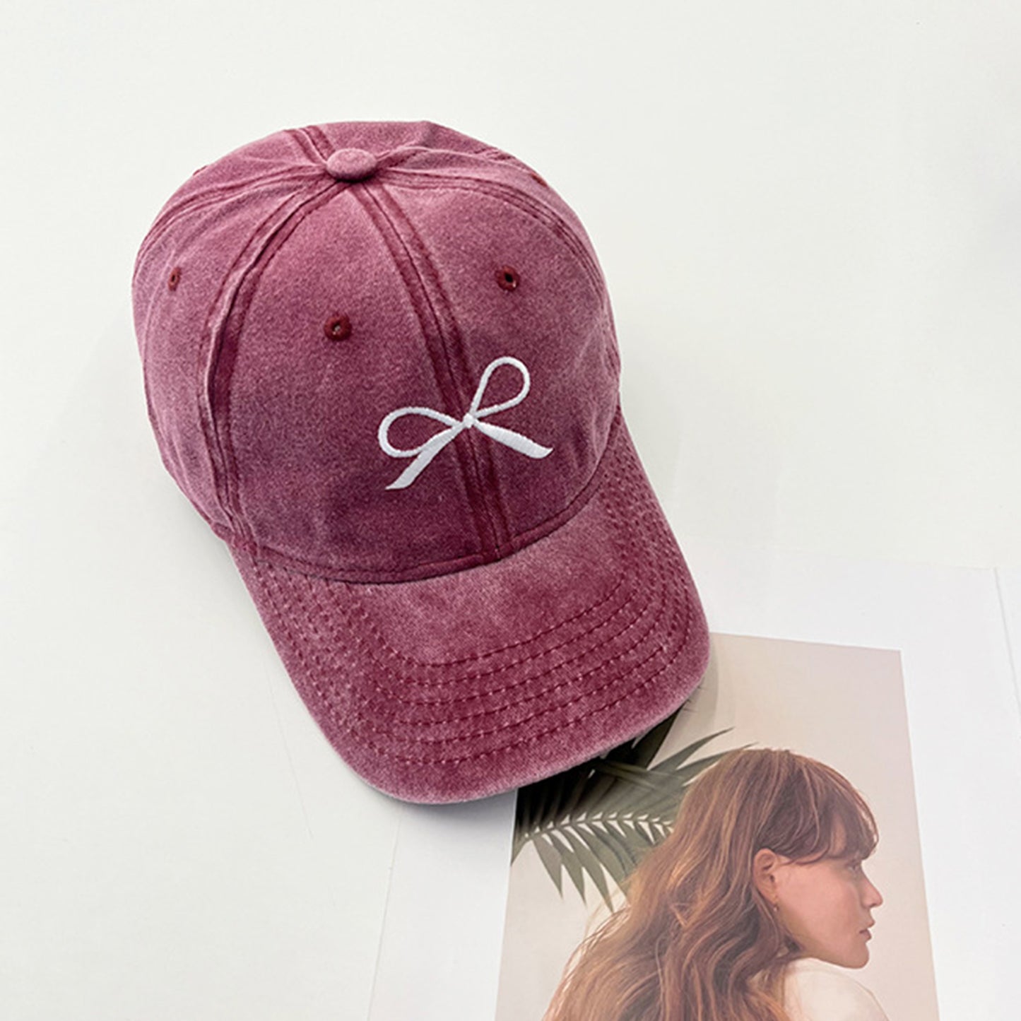 Bow Embroidered Adjustable Cap   