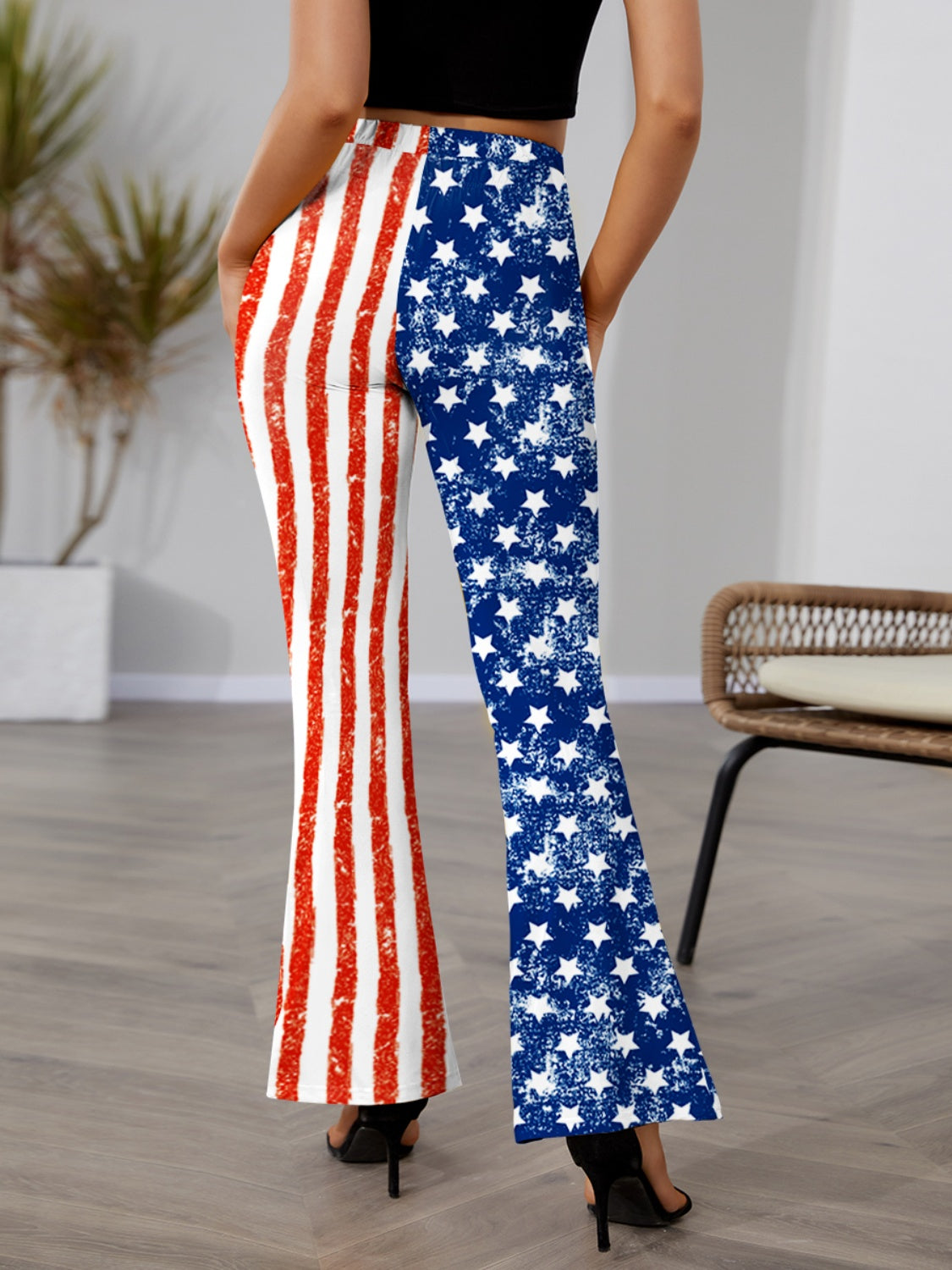 STUNNLY  Star & Stripes High Waist Bootcut Pants   