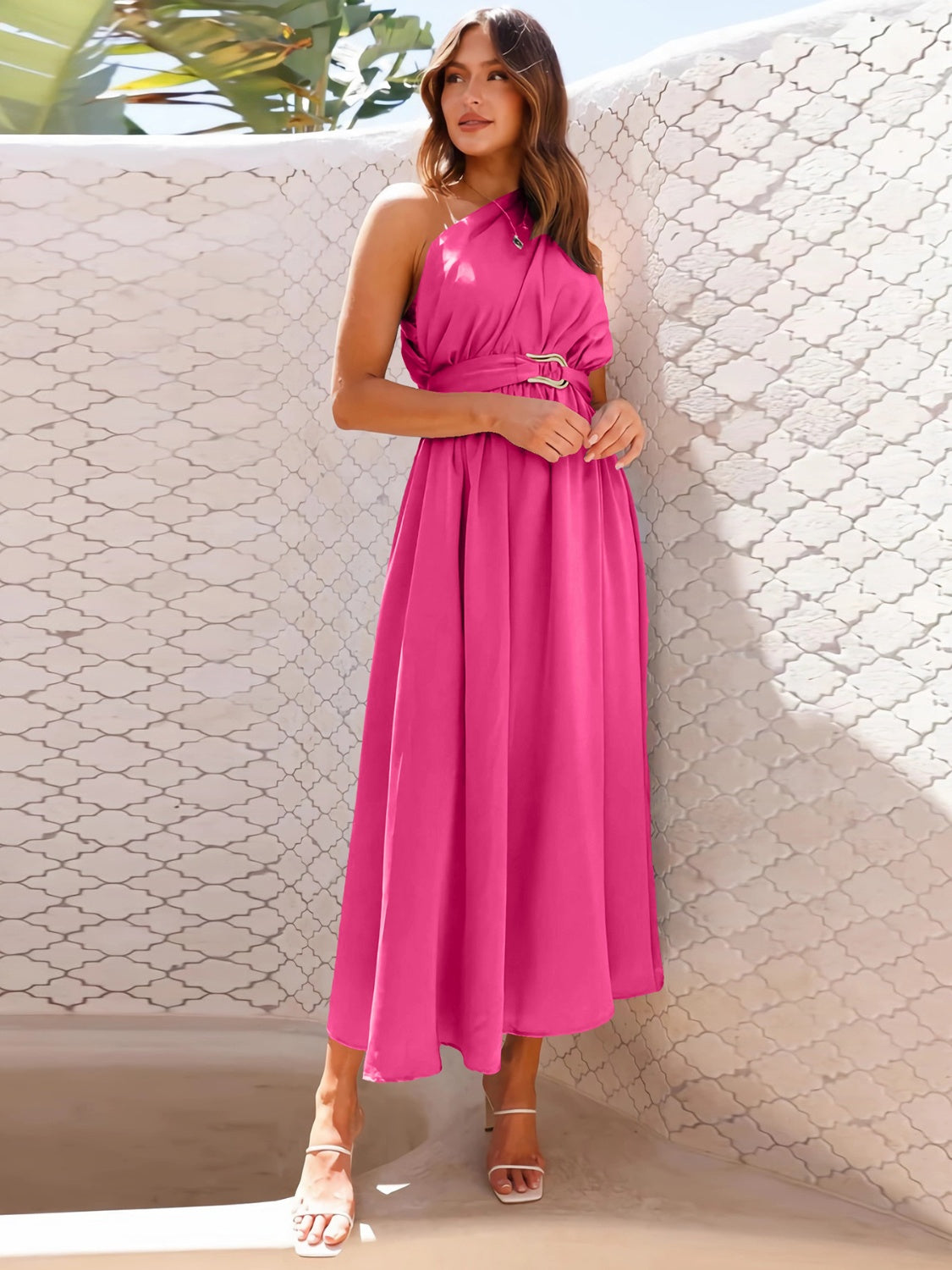 Single Shoulder Midi Dress   