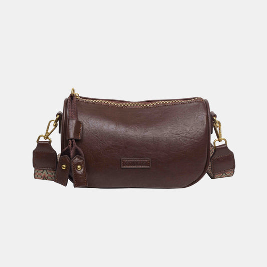 PU Leather Shoulder Bag Chocolate One Size 