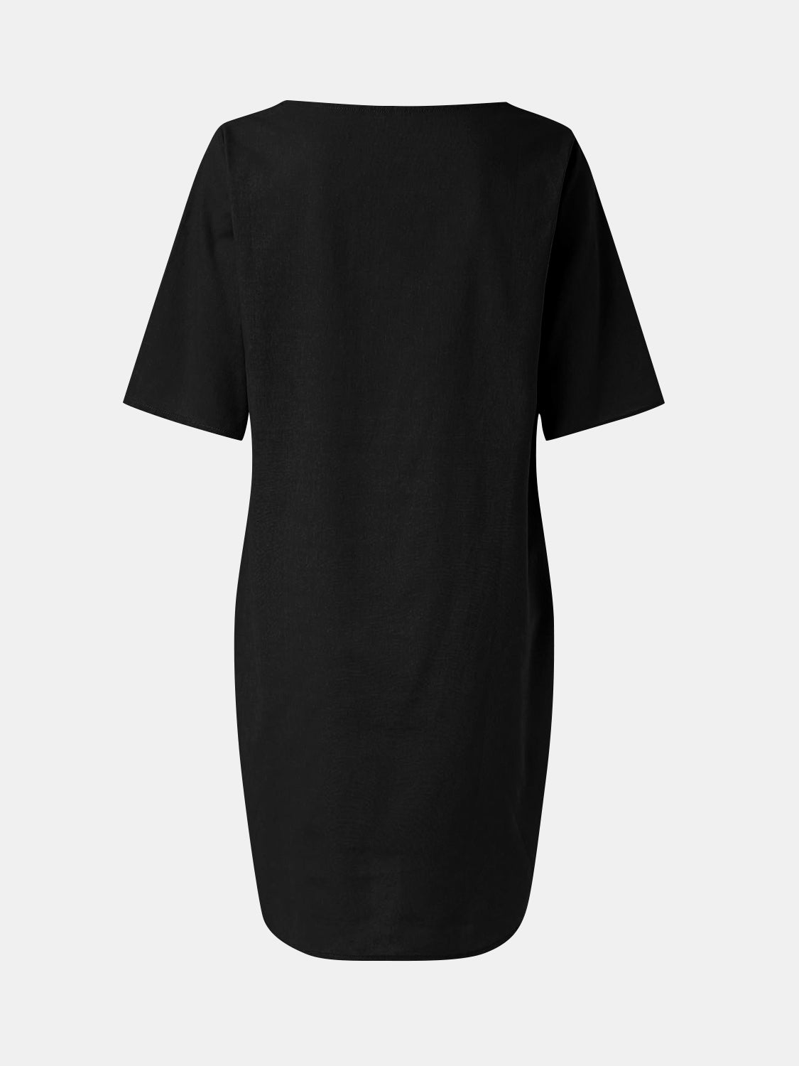 Full Size Round Neck Half Sleeve Dress with Pockets   