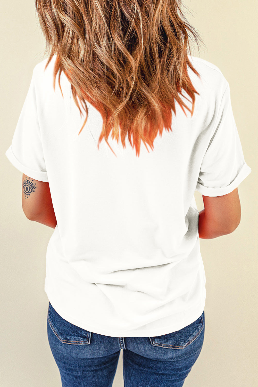 STUNNLY  Letter Graphic Round Neck Short Sleeve T-Shirt   