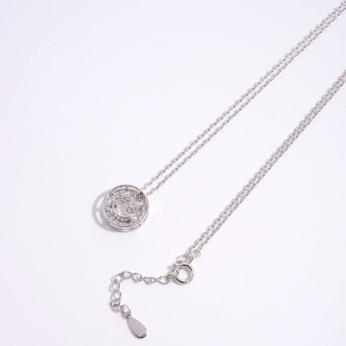 STUNNLY  925 Sterling Silver Zircon Smiley Face Necklace   