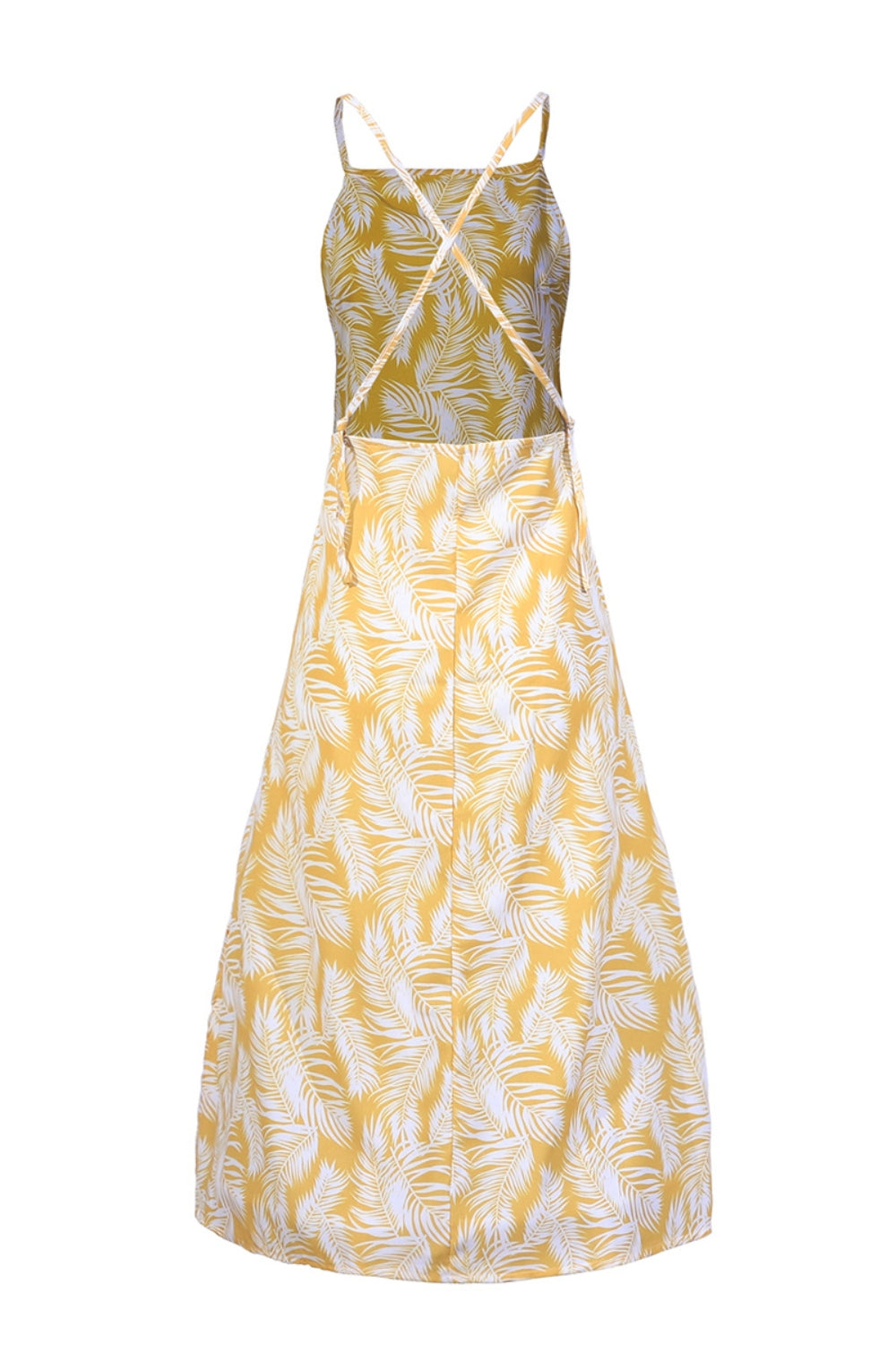 Slit Crisscross Printed Sleeveless Cami Dress   