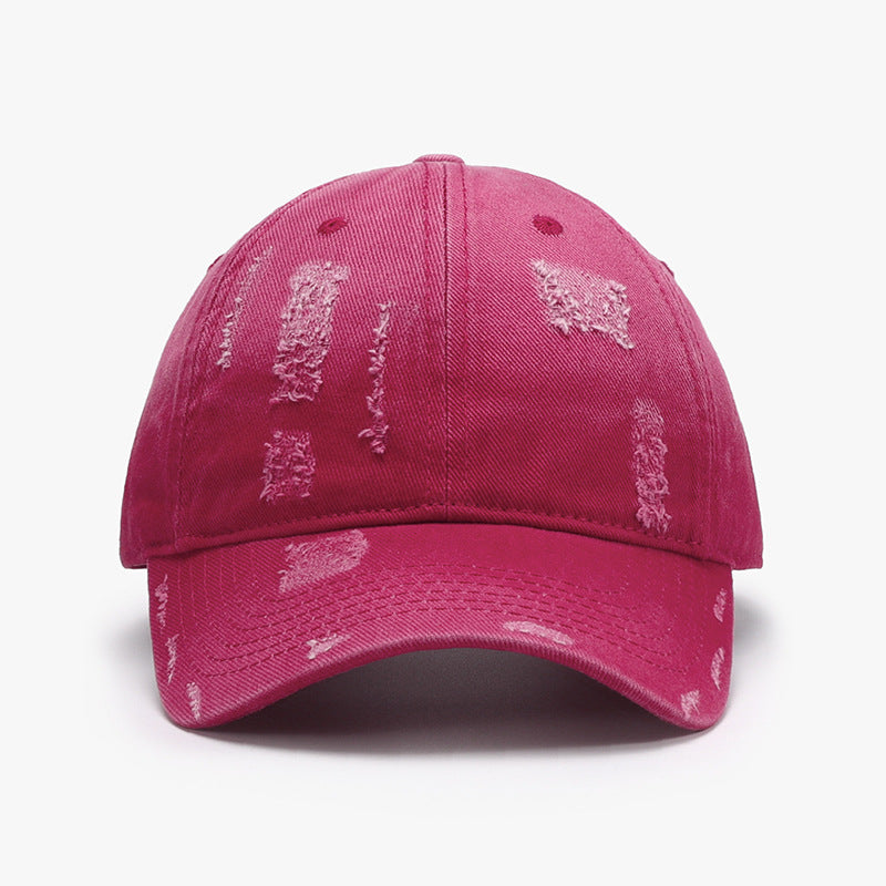 STUNNLY  Adjustable Cotton Baseball Hat Deep Rose One Size 