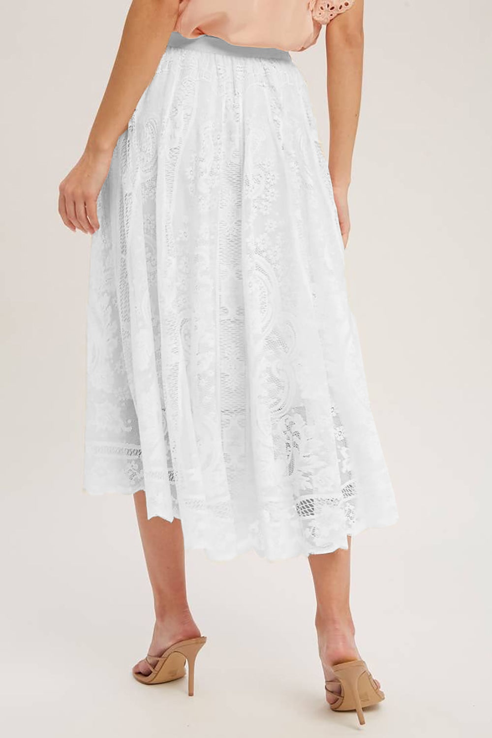 Lace High Waist Midi Skirt   