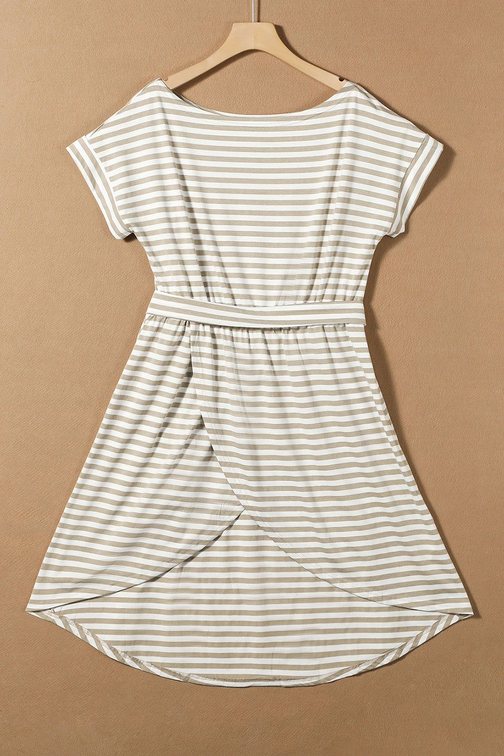 STUNNLY  Tied Striped Cap Sleeve Dress   