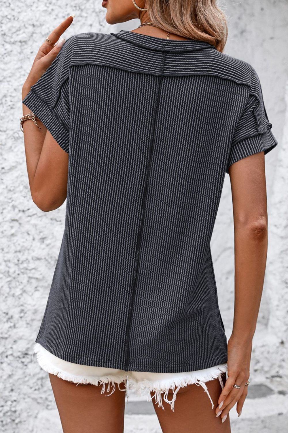 STUNNLY  Striped Round Neck Short Sleeve T-Shirt   