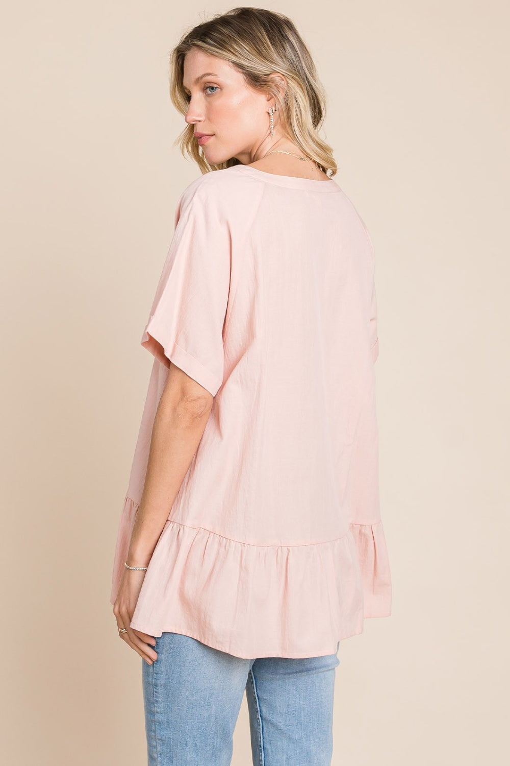 Cotton Bleu by Nu Label Nochted Ruffle Hem Top   