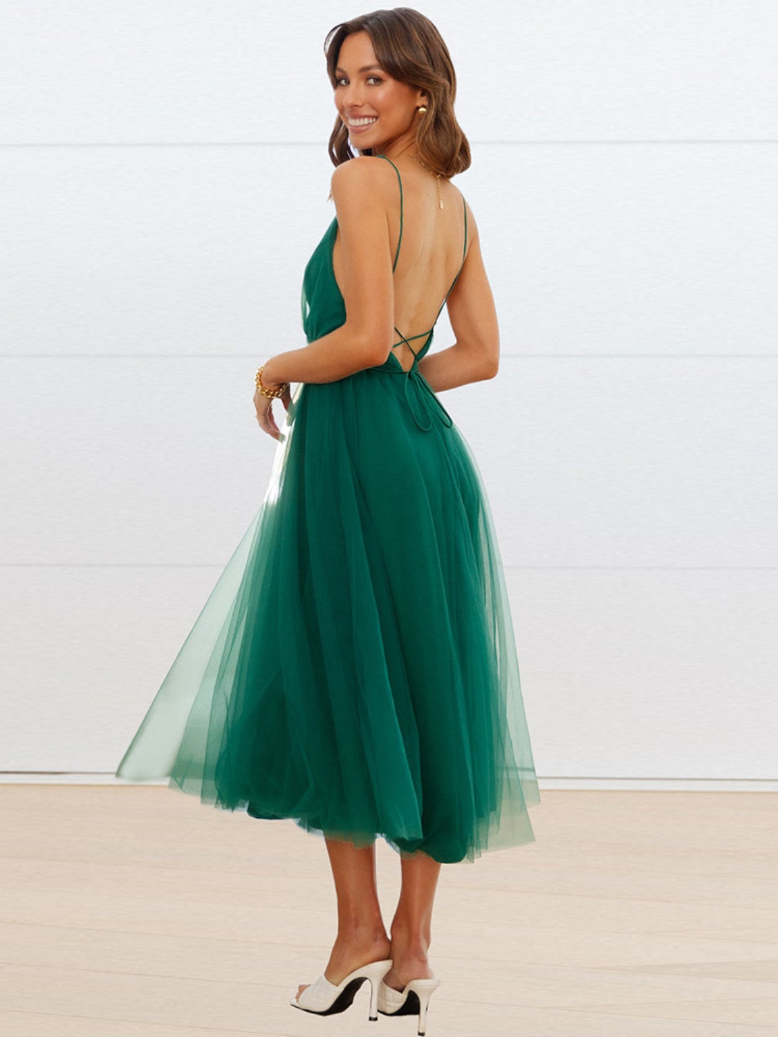 Backless Crisscross Sleeveless Midi Dress   