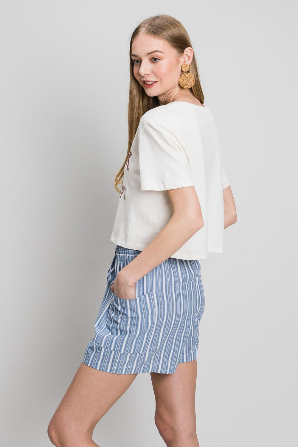 Cotton Bleu by Nu Label Yarn Dye Striped Shorts   