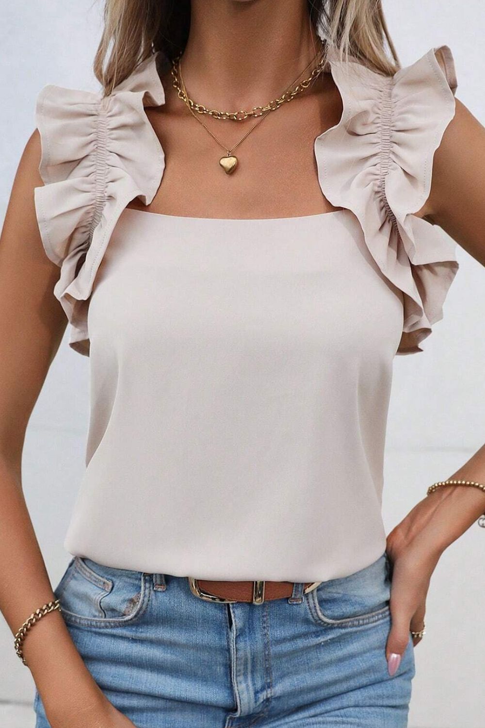 Ruffled Square Neck Tank   