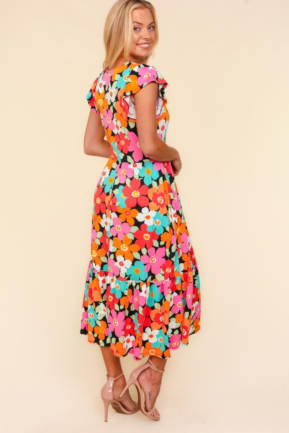 Haptics Floral Midi Dress with Side Pockets   