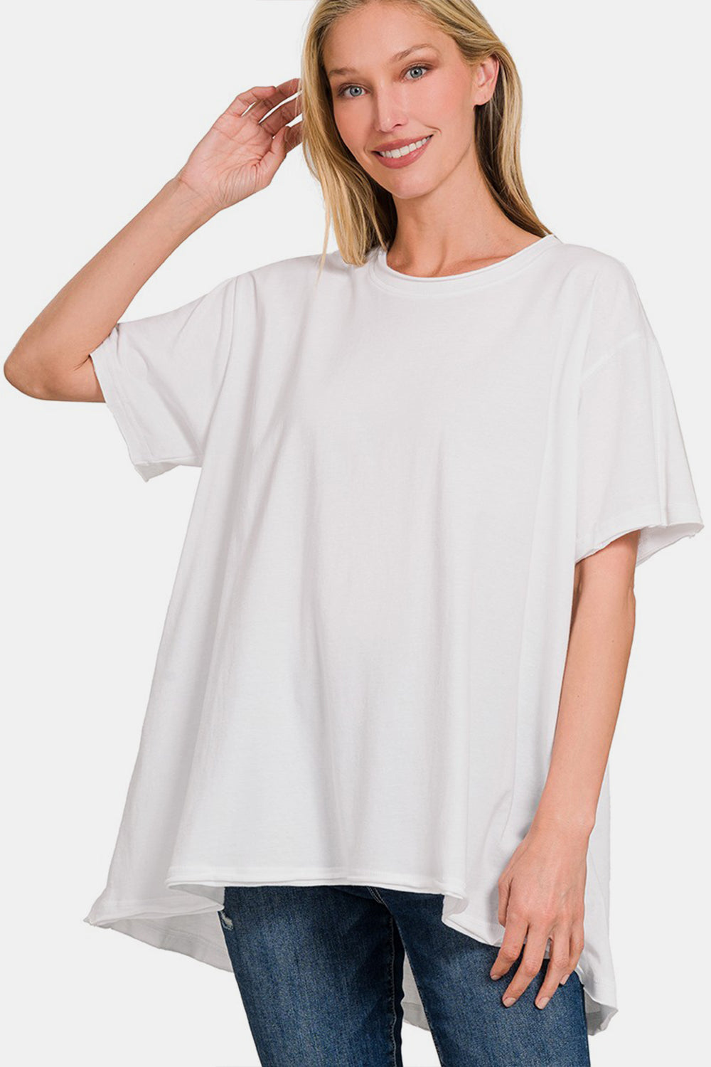 STUNNLY  Zenana Round Neck Short Sleeve T-Shirt White S/M 