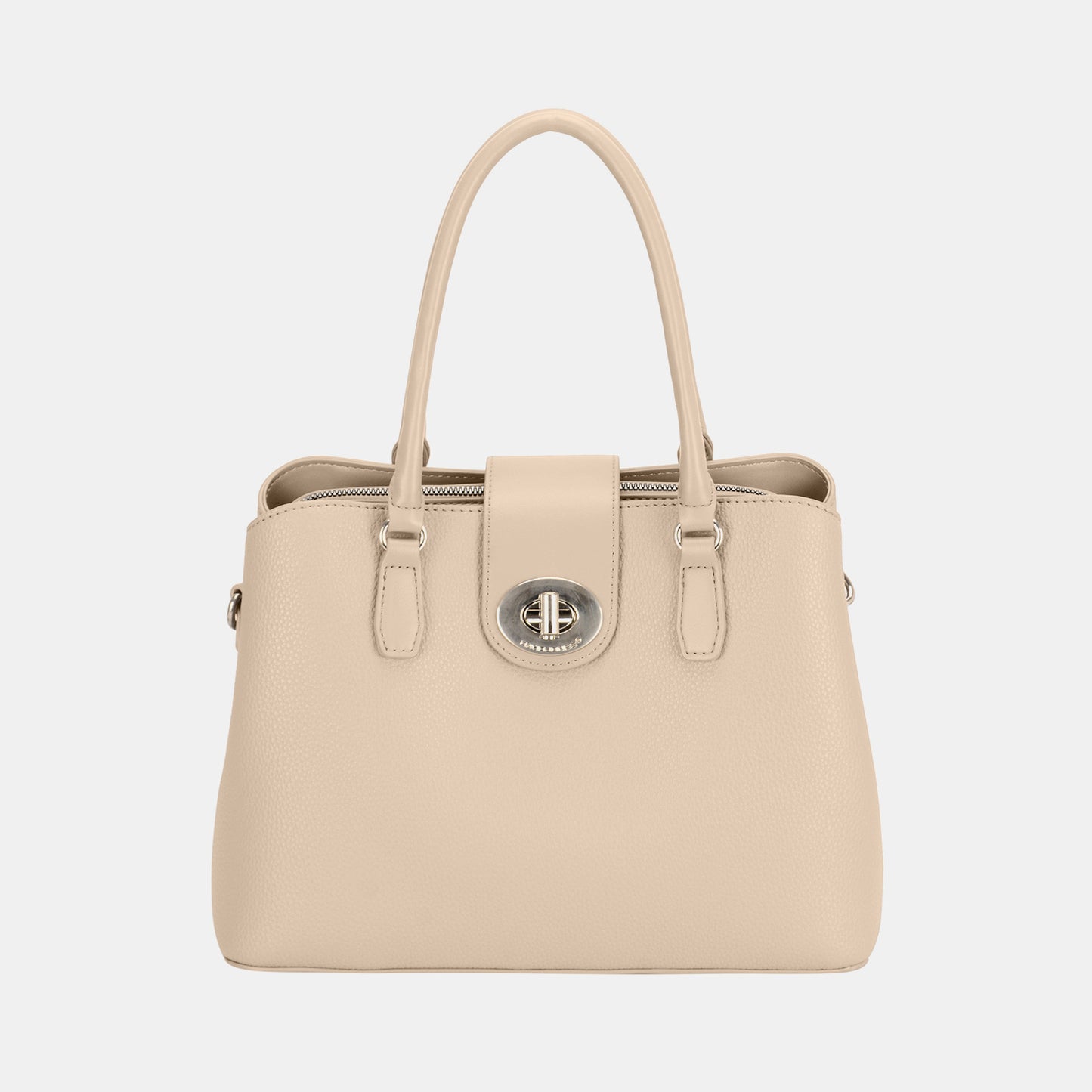 STUNNLY  David Jones PU Leather Twist-Lock Tote Bag Beige One Size 