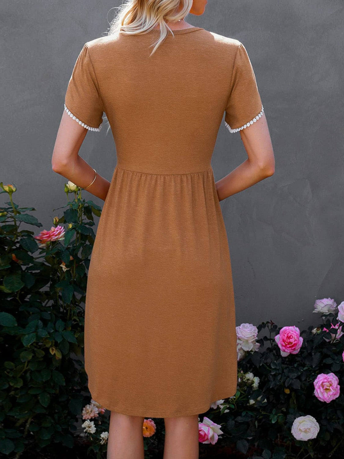 Round Neck Petal Sleeve Dress   