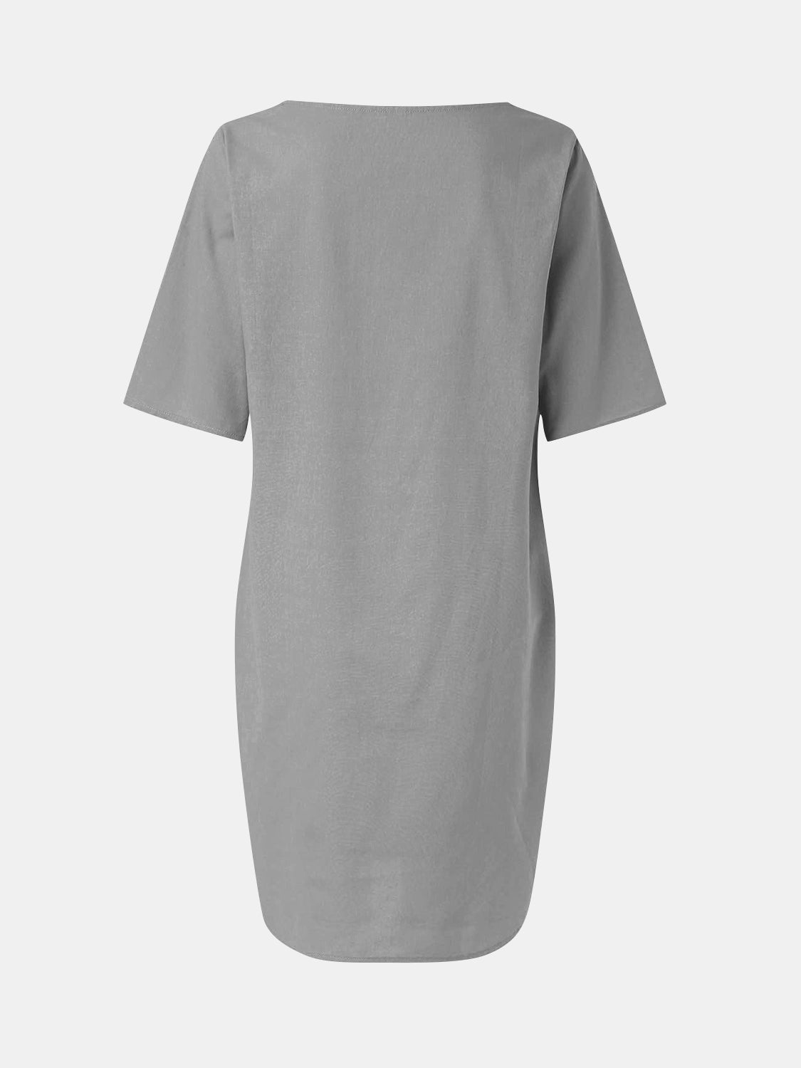 Full Size Round Neck Half Sleeve Dress with Pockets   