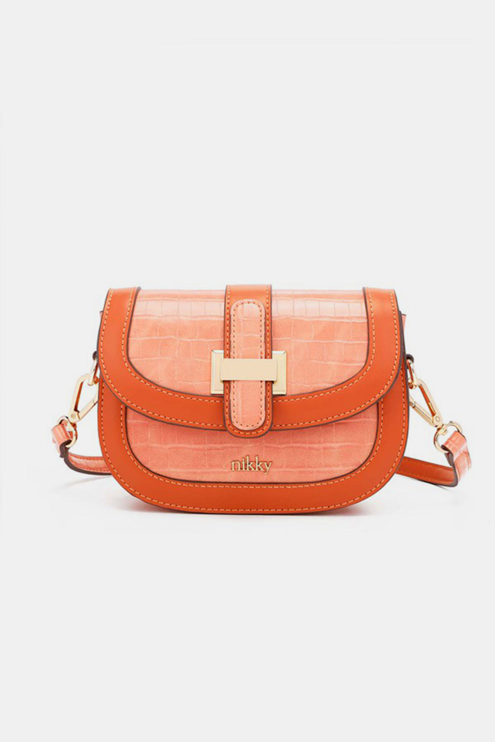 Nicole Lee USA Croc Embossed Crossbody Bag Orange One Size 