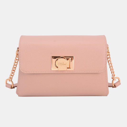 STUNNLY  David Jones PU Leather Crossbody Bag Apricot One Size 