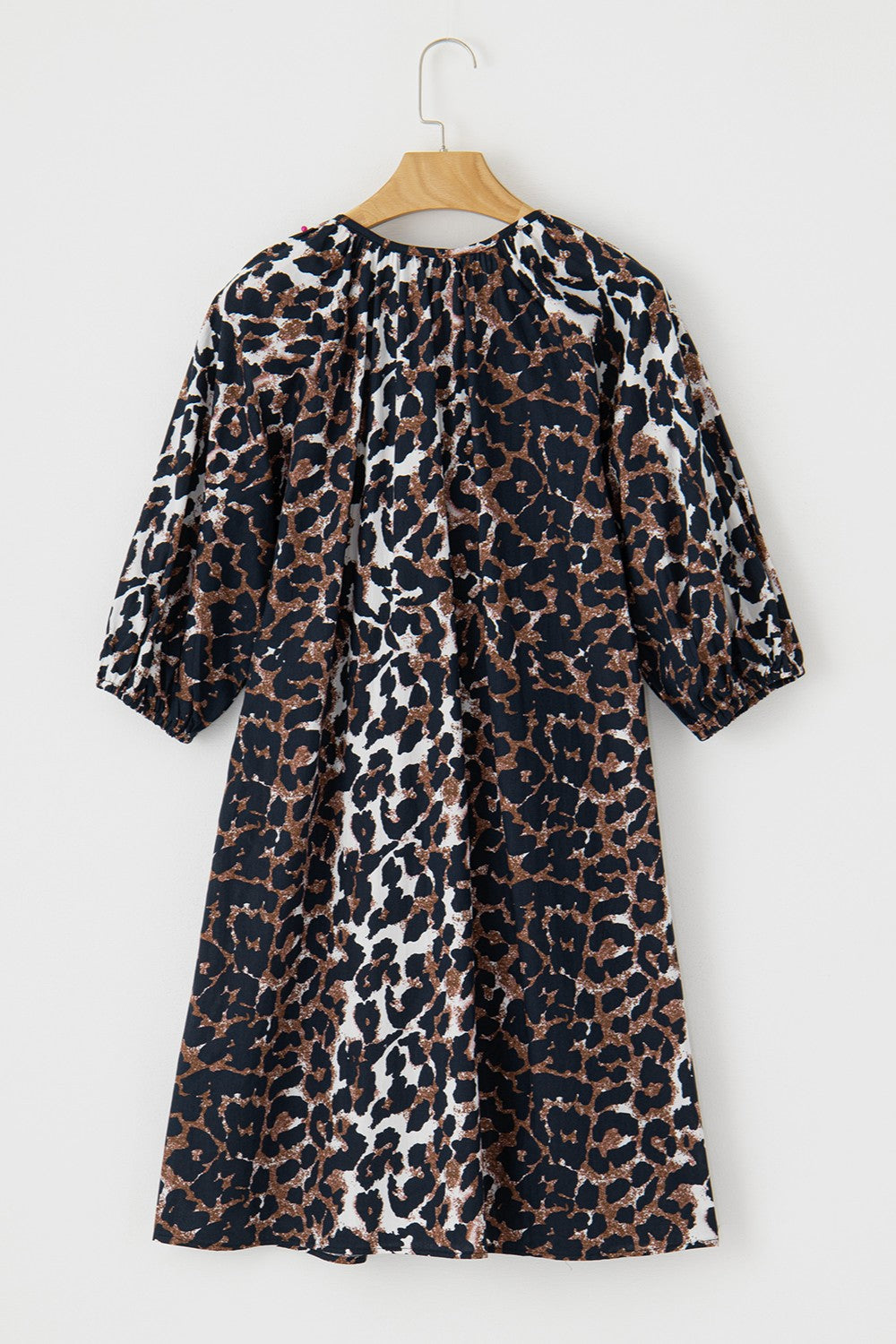 Leopard Button Up Half Sleeve Mini Dress   