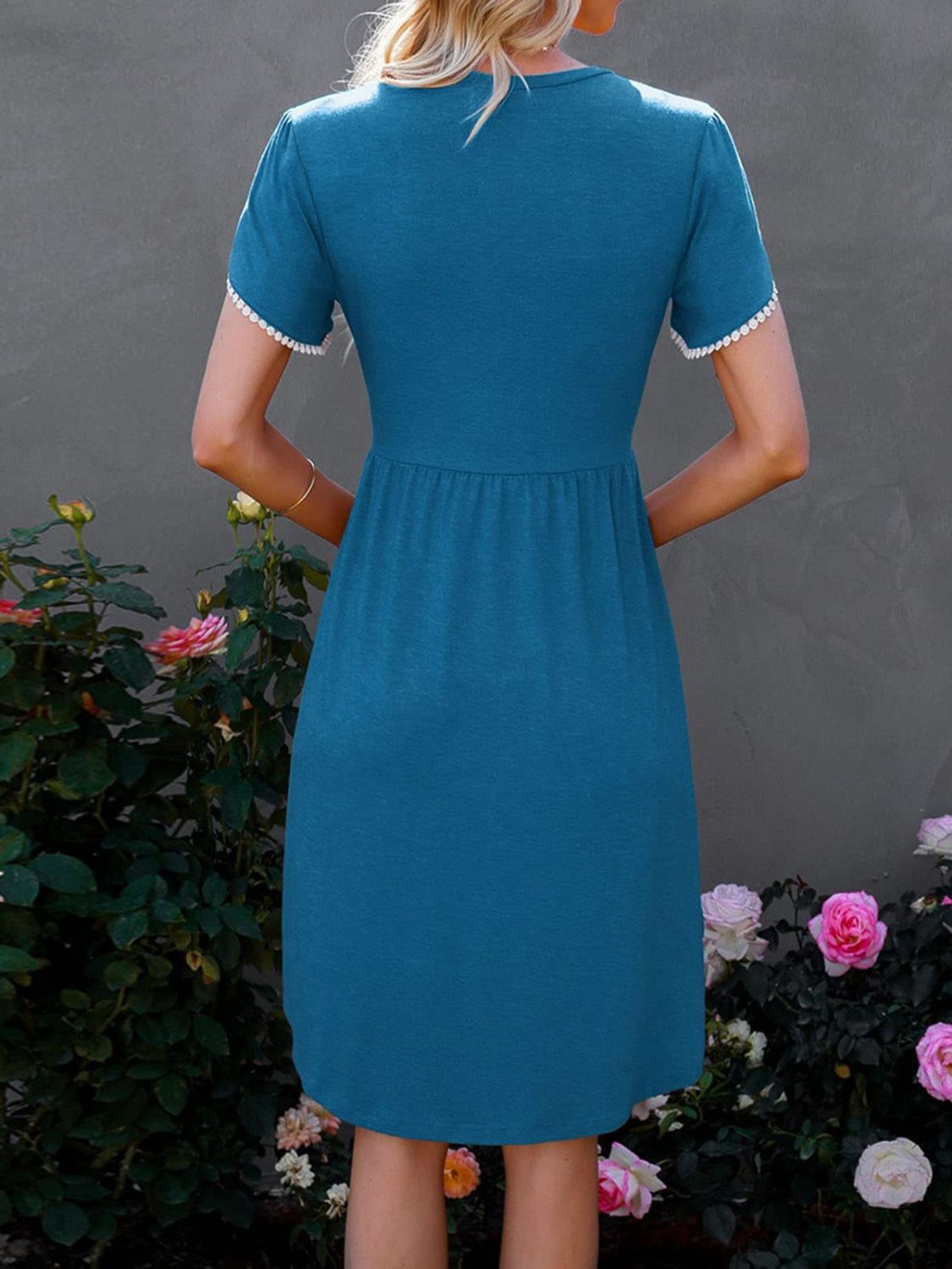 Round Neck Petal Sleeve Dress   