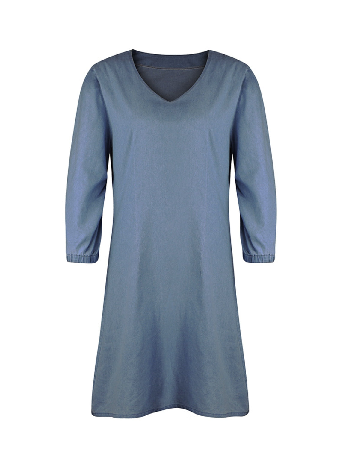 STUNNLY  Full Size V-Neck Half Sleeve Denim Dress   