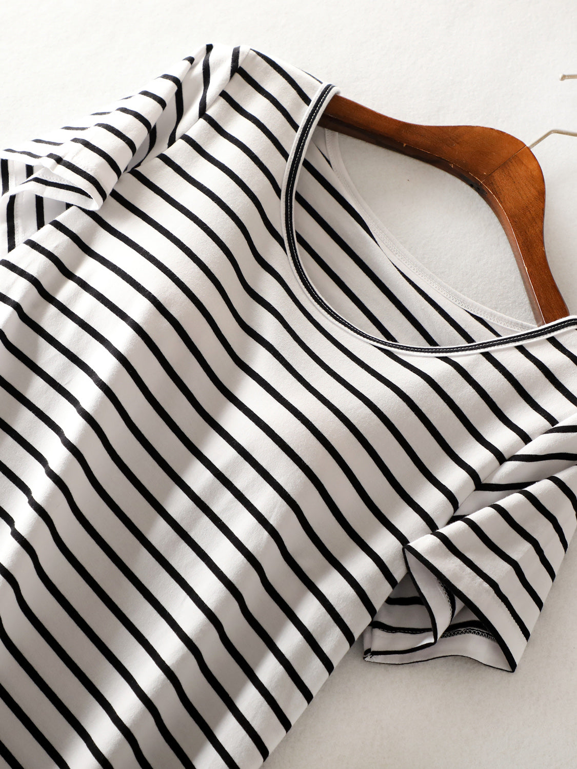 Striped Round Neck Short Sleeve Dress   