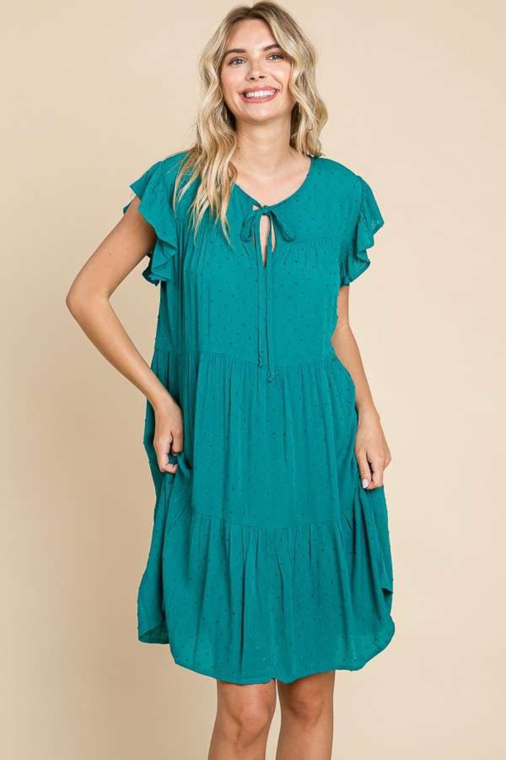 Culture Code Ruffle Cap Sleeve Tiered Dress   