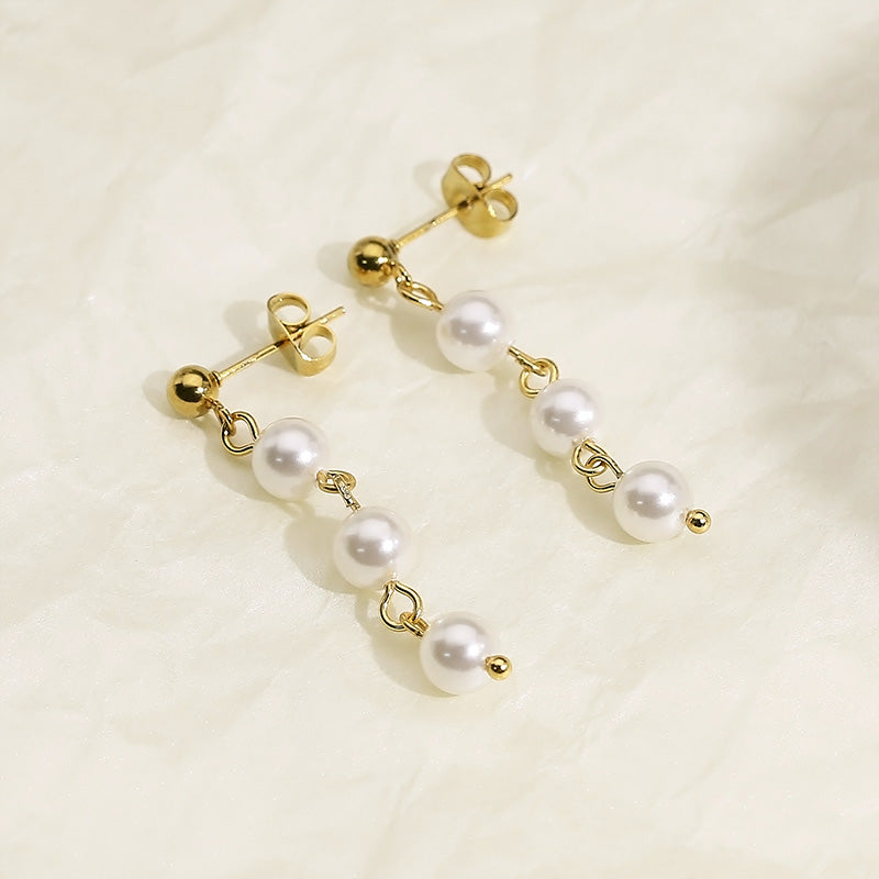 Stainless Steel Freshwater Pearl Earrings   