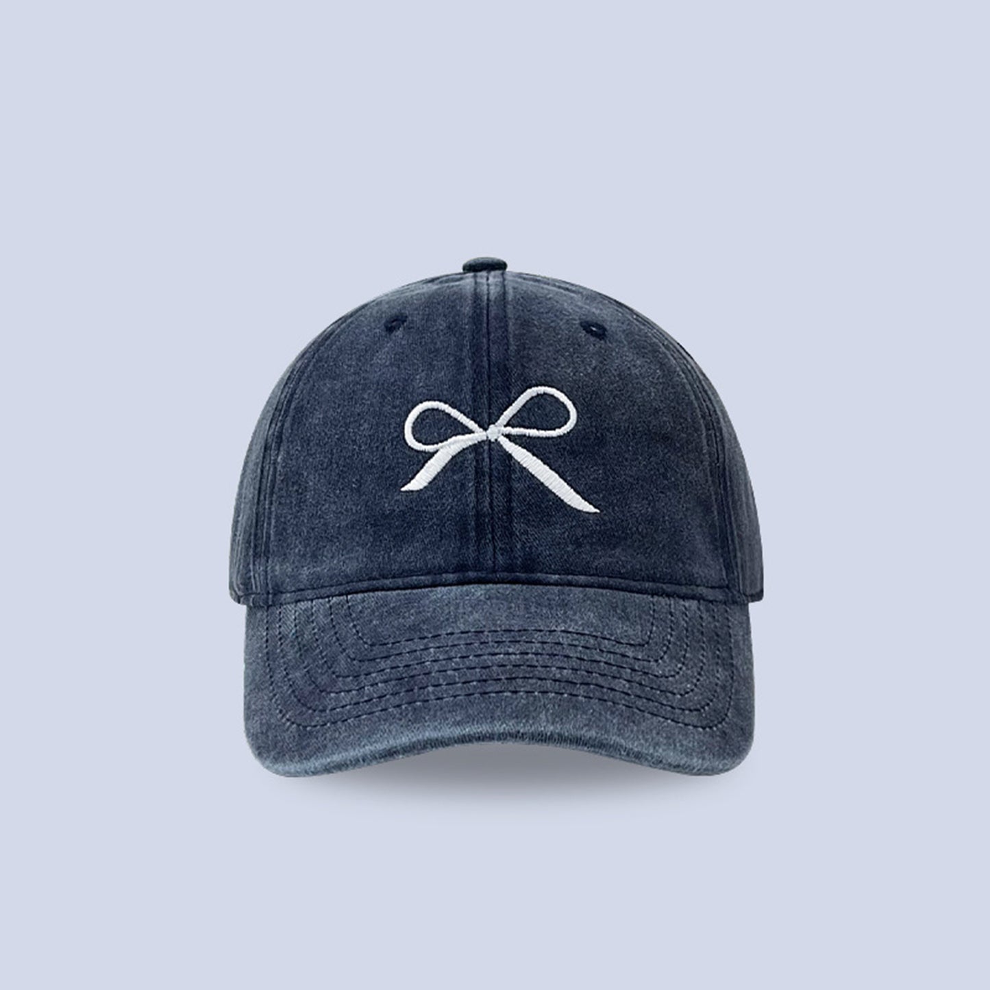 Bow Embroidered Adjustable Cap Navy One Size 